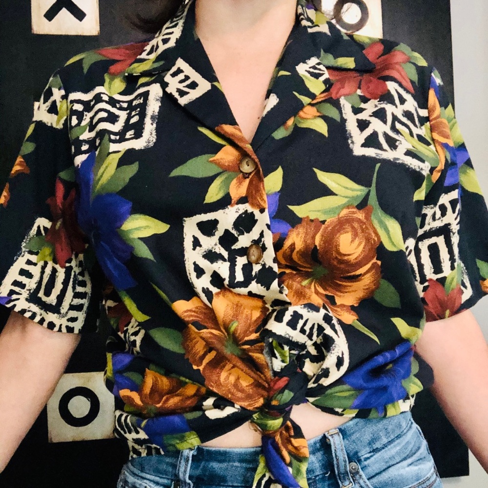 Vintage- purple tropical shirt - Picture 2 of 4